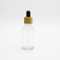 30ml round blue glass essential oil bottle with bamboo dropper DB-94AN